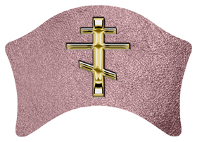 DABAN-519-GD-SH-OR Gold Orthodox Cross Shimmer Orchid
